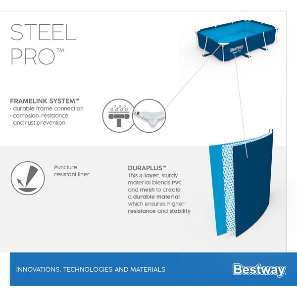 BESTWAY STEEL PRO FRAME POOL 259 X 170 X 61 CM ECKIG – Bild 17