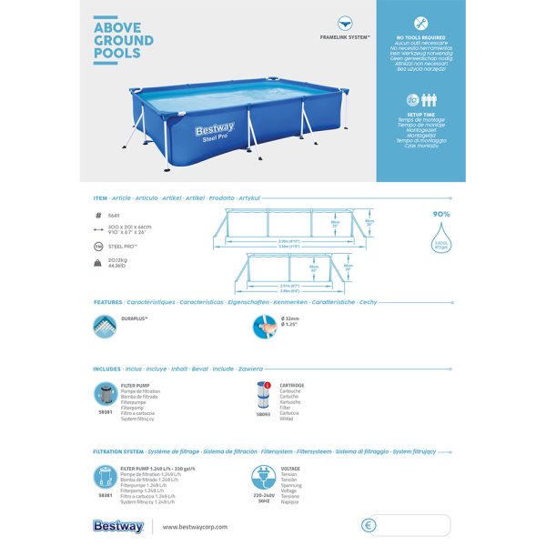 BESTWAY STEEL PRO AUFSTELLPOOL-SET 300 X201 X 66 CM – Bild 7