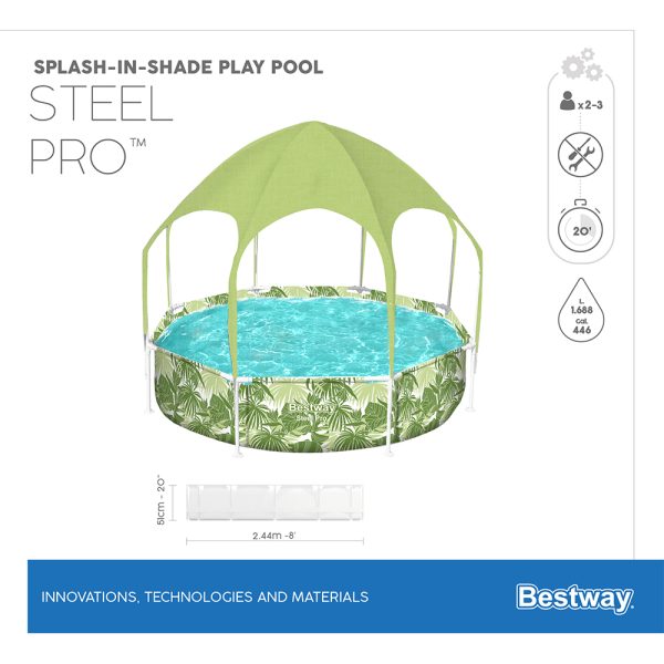 BESTWAY STEEL PRO UV CAREFUL AUFSTELLPOOL-SET SPLASH-IN-SHADE, RUND – Bild 17