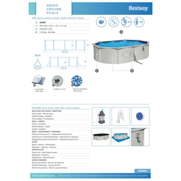 BESTWAY HYDRIUM STAHLWANDPOOL 500 X 366 X 122 CM – Bild 11