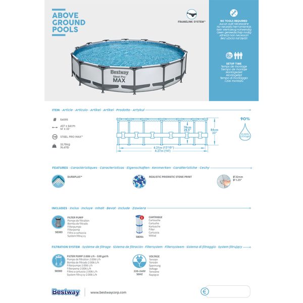 BESTWAY STEEL PRO MAX AUFSTELLPOOL-SET 427 X 84 CM – Bild 5