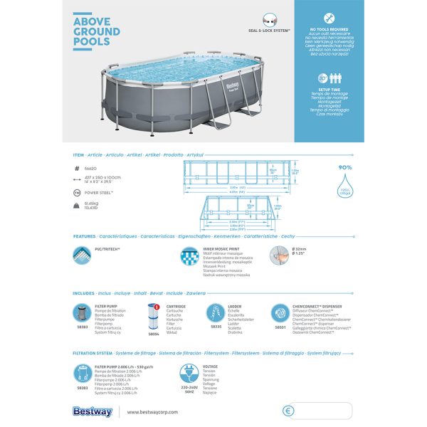 BESTWAY POWER STEEL FRAME POOL-SET 427 X 250 X 100 CM – Bild 5