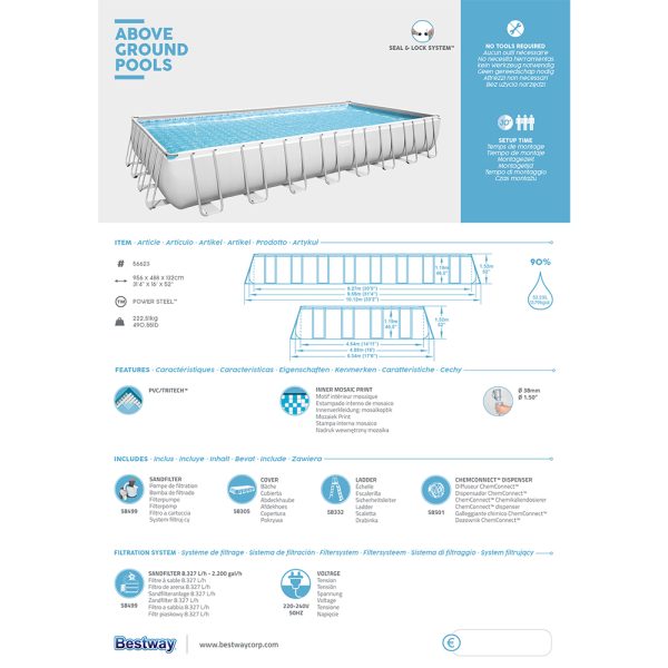 BESTWAY POWER STEEL AUFSTELLPOOL-SET 956X 488 X 132 CM – Bild 8