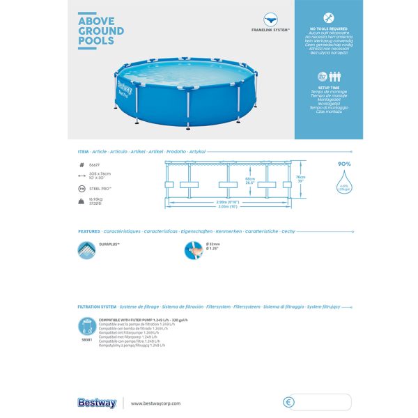 BESTWAY STEEL PRO AUFSTELLPOOL 305 X 76CM – Bild 7