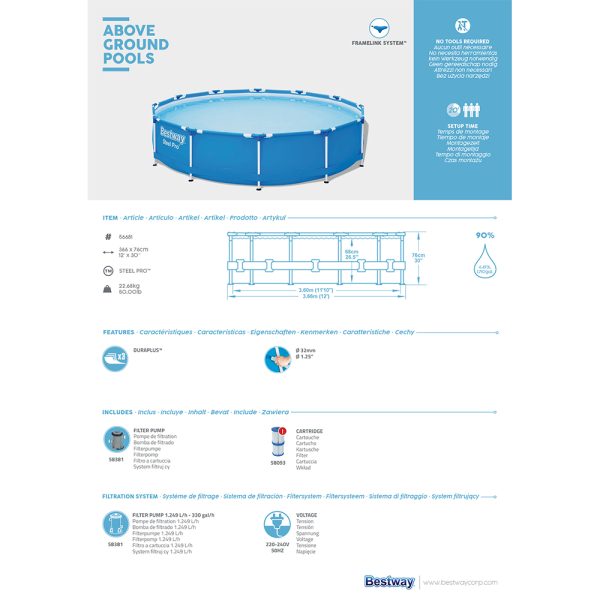 BESTWAY STEEL PRO FRAME POOL-SET 366 X 76 CM, RUND – Bild 8