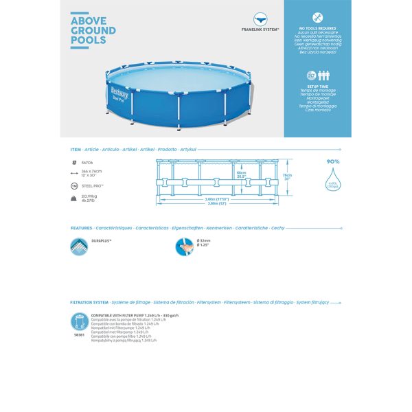 BESTWAY STEEL PRO FRAME POOL 366 X 76 CM, RUND – Bild 5