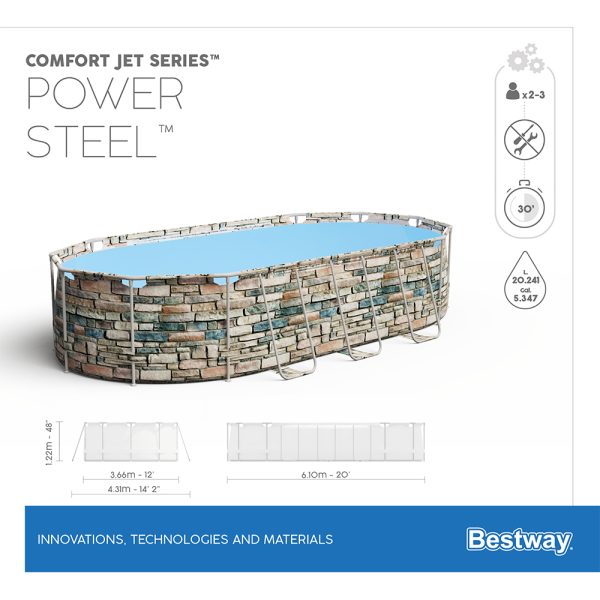BESTWAY POWER STEEL COMFORT JET SERIES FRAME POOL KOMPLETT-SET 610 X 366 X 122 CM – Bild 13