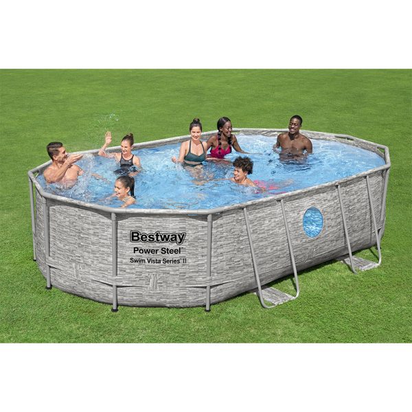 BESTWAY POWER STEEL SWIM VISTA SERIES IIFRAME POOL KOMPLETT-SET 488X305X107 – Bild 2