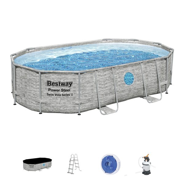 BESTWAY POWER STEEL SWIM VISTA SERIES IIFRAME POOL KOMPLETT-SET 488X305X107 – Bild 3