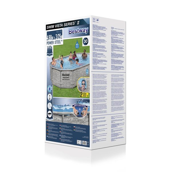BESTWAY POWER STEEL SWIM VISTA SERIES IIFRAME POOL KOMPLETT-SET 488X305X107 – Bild 4
