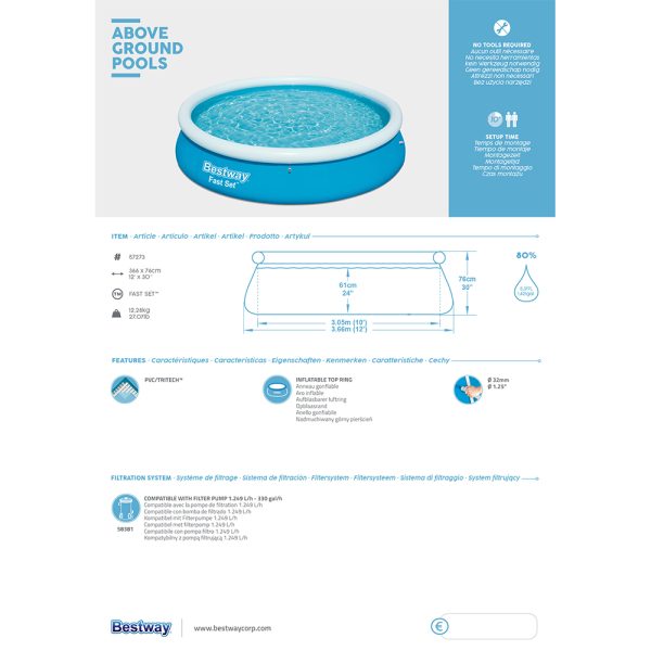 BESTWAY FAST SET POOL 366 X 76 CM, RUND – Bild 4