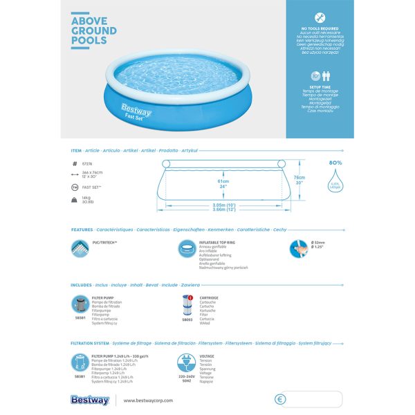 BESTWAY FAST SET POOL-SET 366 X 76 CM – Bild 6