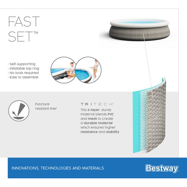 BESTWAY FAST SET AUFSTELLPOOL-SET 457X 107 CM, RUND – Bild 11