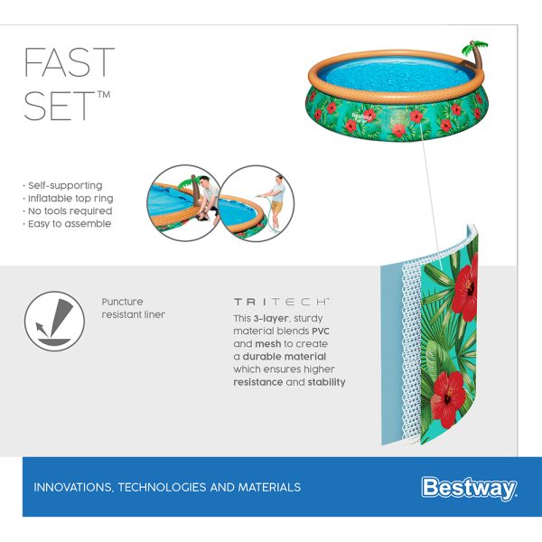 BESTWAY FAST SET AUFBLASPOOL-SET PARADISSE PALMS 457 X 84 CM – Bild 6