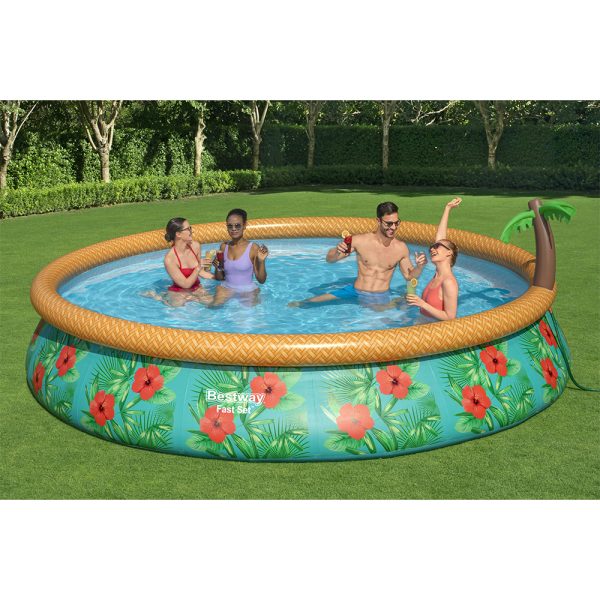BESTWAY FAST SET AUFBLASPOOL-SET PARADISSE PALMS 457 X 84 CM – Bild 2