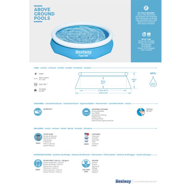 BESTWAY FAST SET POOL 305 X 66 CM, RUND – Bild 9