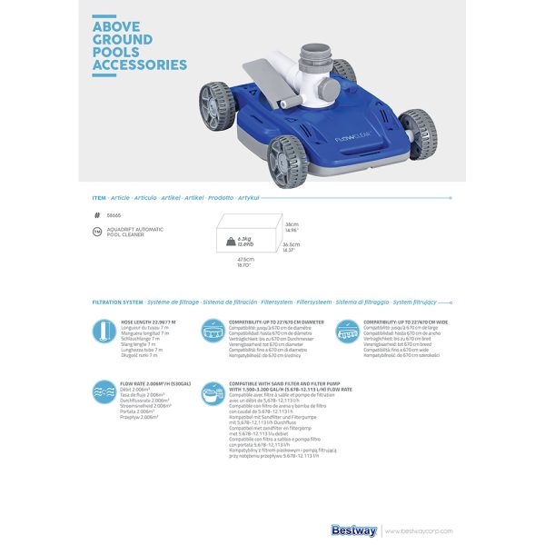 BESTWAY FLOWCLEAR PUMPENBETRIEBENER, AUTONOMER POOLROBOTER AQUADRIFT – Bild 23