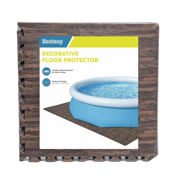 BESTWAY POOL-BODENSCHUTZFLIESEN SET 12 STÜCK Á 50 X 50 CM, HOLZ-OPTIK (PALISANDE – Bild 3