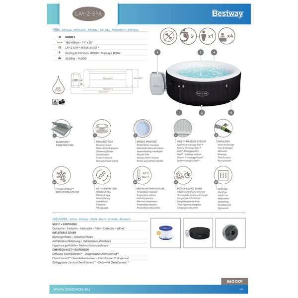 LAY-Z- SPA WHIRLPOOL MIAMI AIRJET FÜR BIS ZU 4 PERSONEN – Bild 21