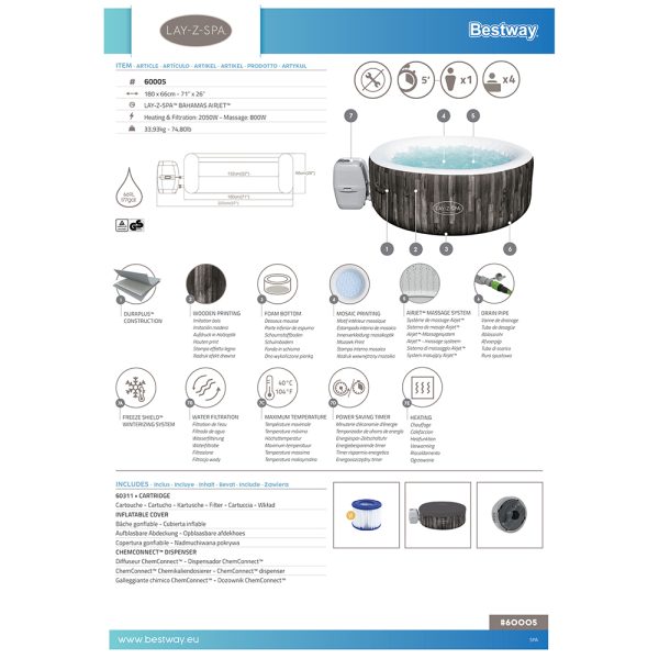 LAY-Z-SPA WHIRLPOOL BAHAMAS AIRJET FÜR BIS ZU 4 PERSONEN – Bild 21
