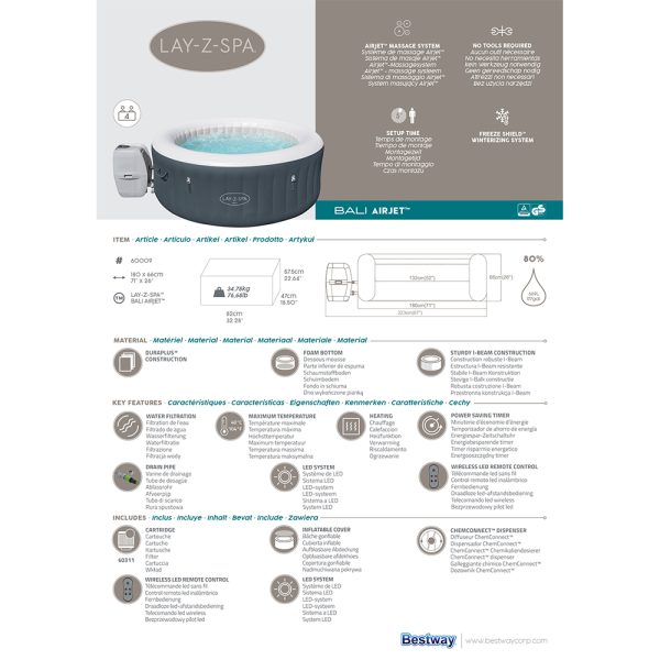 LAY-Z-SPA BALI AIRJET WHIRLPOOL MIT LED-BELEUCHTUNG FÜR BIS ZU 4 PERSONEN – Bild 28