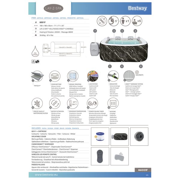 LAY-Z-SPA ENERGIESPAR-WHIRLPOOL HOLLYWOOD AIRJET FÜR 6 PERSONEN – Bild 24