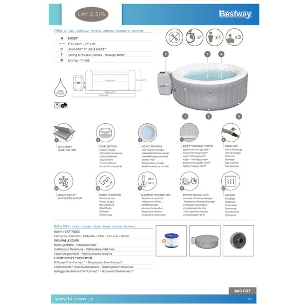 LAY-Z-SPA WHIRLPOOL ST. LUCIA AIRJET FÜRBIS ZU 3 PERSONEN – Bild 23