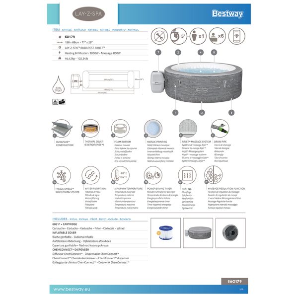LAY-Z-SPA ECO WLAN-WHIRLPOOL BUDAPEST AIRJET FÜR BIS ZU 6 PERSONEN – Bild 20