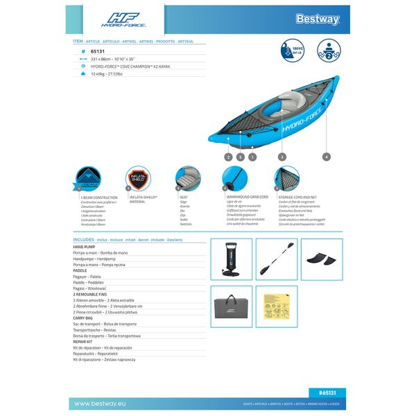 BESTWAY HYDRO-FORCE KAJAK-SET COVE CHAMPION X2 331 CM – Bild 19