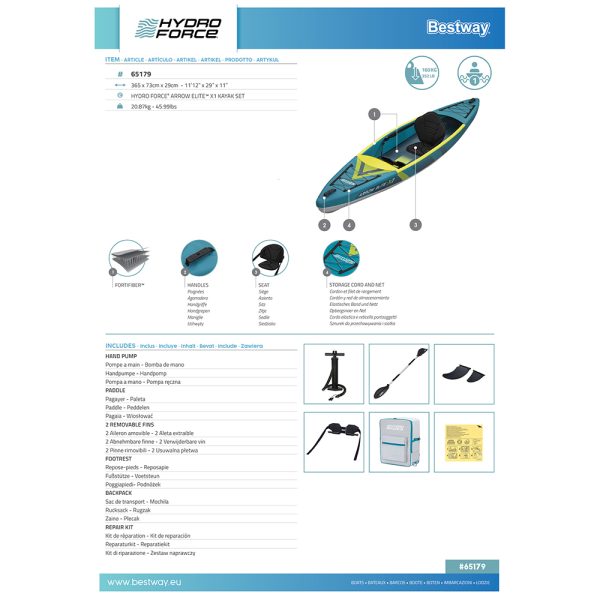 BESTWAY HYDRO FORCE KAJAK-SET ARROW ELITE X1 365 CM – Bild 30