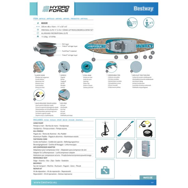 HYDRO FORCE SUP ALLROUND BOARD-SET FREESOUL ELITE MIT SITZ 335 CM – Bild 28