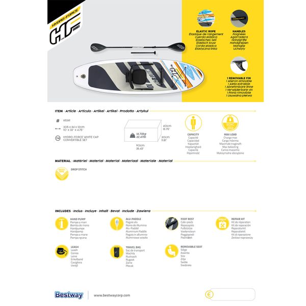 HYDRO-FORCE SUP ALLROUND BOARD-SET "WHITE CAP" 305 CM – Bild 8